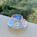 Jogo 4 Xicaras de Chá com 4 Pires Menfis Furta Cor e Dourado