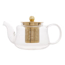 Chaleira de Vidro Borossilicato com Infusor Dourado Inox 600ml