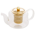 Chaleira de Vidro Borossilicato com Infusor Dourado Inox 600ml