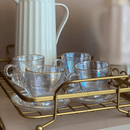 Jogo 4 Xicaras de Chá com 4 Pires Menfis Furta Cor e Dourado