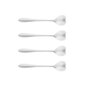 Jogo de 4 Colheres Aço Inox para Chá Heart Coração Prateada 12,7 cm